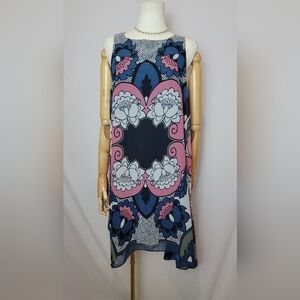 Max Studio Shift Tank Dress Womens Floral Polka Dot Chiffon Lined, Size Small